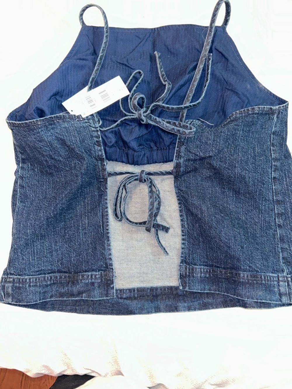 Abercrombie & Fitch Bra Free Collection Denim Square-Neck Tank, Removable Pads - Picture 3 of 4